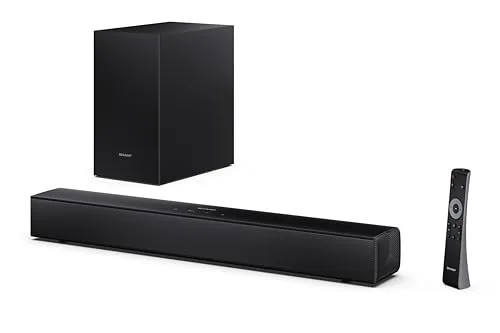 Sharp ▫️ Barra de som para TV HT-SBW121, compatível com Roku TV, 240 W, subwoofer sem fios, Bluetooth 5.3, HDMI ARC, USB, ótica, AUX, 2.1, preta 5