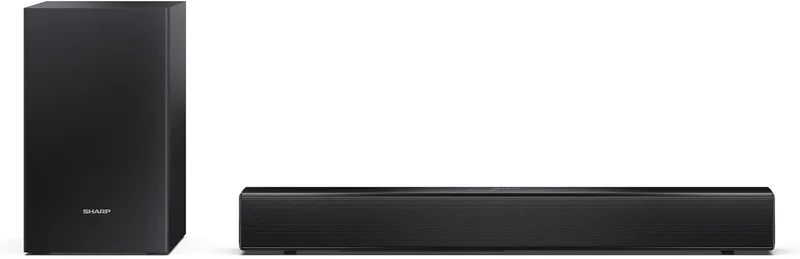 Sharp ▫️ Barra de som para TV HT-SBW121, compatível com Roku TV, 240 W, subwoofer sem fios, Bluetooth 5.3, HDMI ARC, USB, ótica, AUX, 2.1, preta