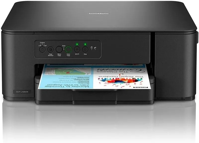 Brother ▫️ DCPJ1260W Impressora multifunções a tinta com Wi-Fi e Wi-Fi Direct e ligação a dispositivos móveis, preta
