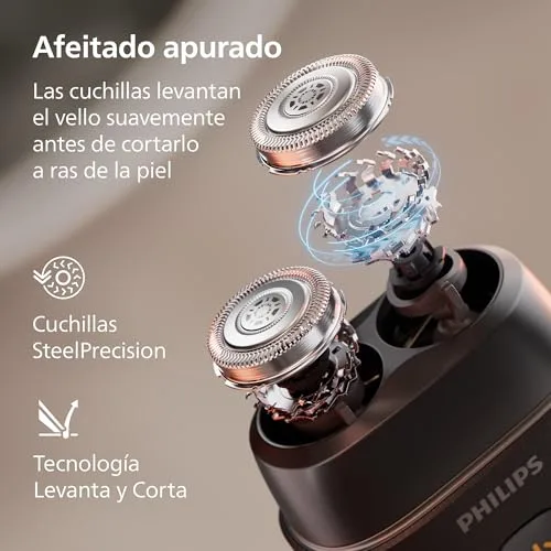 PHILIPS ▫️ Série 500: Máquina de barbear elétrica compacta, sistema «Levanta e Corta», lâminas SteelPrecision, cabeças flutuantes 3D, barbear a seco e a húmido, estojo e bloqueio para viagem, tampa magnética, S595/05 3