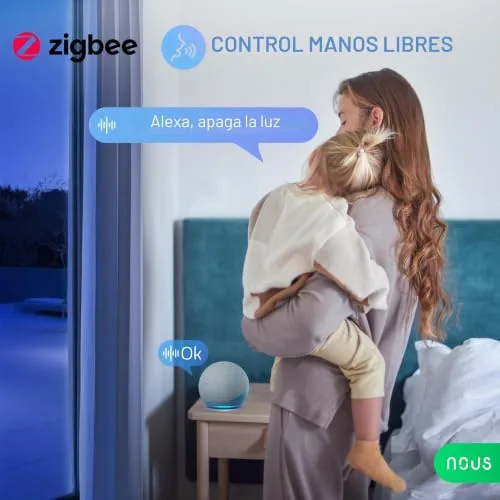 NOUS ▫️ A7Z Tomada Inteligente ZigBee com Monitorização de Energia, 16 A, aplicação e controlo por voz, temporizador e horários, compatível com Alexa, Google Home, Home Assistant e Tuya; requer um hub ZigBee 5