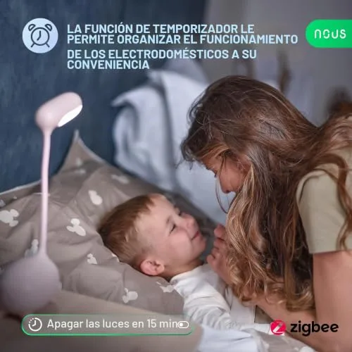 NOUS ▫️ A7Z Tomada Inteligente ZigBee com Monitorização de Energia, 16 A, aplicação e controlo por voz, temporizador e horários, compatível com Alexa, Google Home, Home Assistant e Tuya; requer um hub ZigBee 6