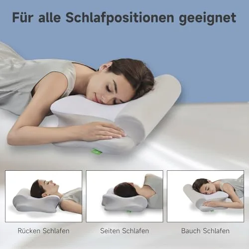Z-hom ▫️ Almofada cervical e para o pescoço confortável e ergonómica, almofada ergonómica para dormir de lado, de barriga para cima e de barriga para baixo, (39 * 60 * 10/12 cm) 5