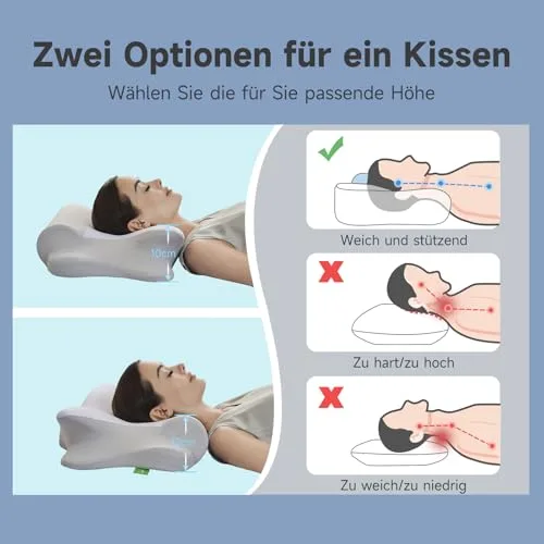 Z-hom ▫️ Almofada cervical e para o pescoço confortável e ergonómica, almofada ergonómica para dormir de lado, de barriga para cima e de barriga para baixo, (39 * 60 * 10/12 cm) 6