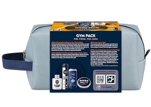NIVEA ▫️ MEN Pack Cuidado Completo - Necessaire, Conjunto de oferta para homem com creme facial 75 ml + gel de banho 250 ml + bálsamo pós-barba 100 ml, desodorizante em spray 200 ml 2