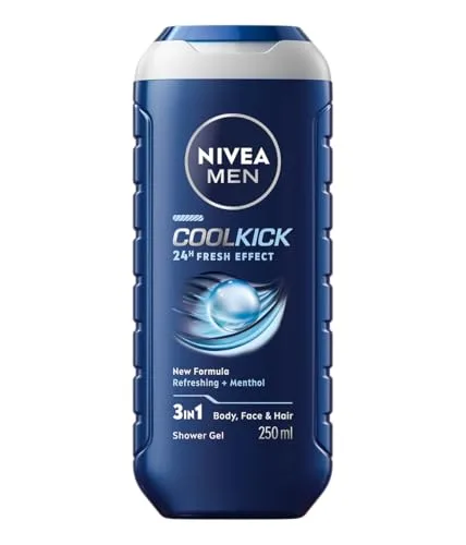 NIVEA ▫️ MEN Pack Cuidado Completo - Necessaire, Conjunto de oferta para homem com creme facial 75 ml + gel de banho 250 ml + bálsamo pós-barba 100 ml, desodorizante em spray 200 ml 6