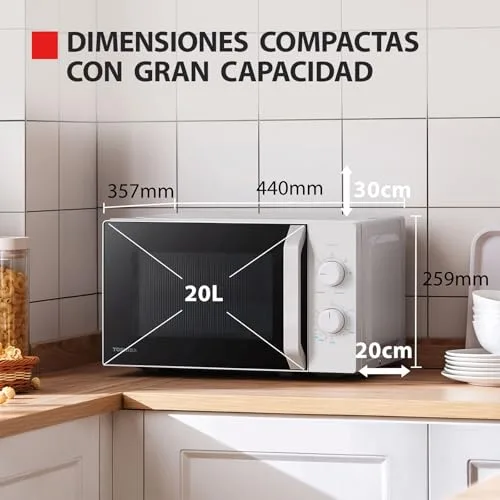 Toshiba ▫️ Micro-ondas 20 L, 700 W, MW2-MM20P(WH) 6