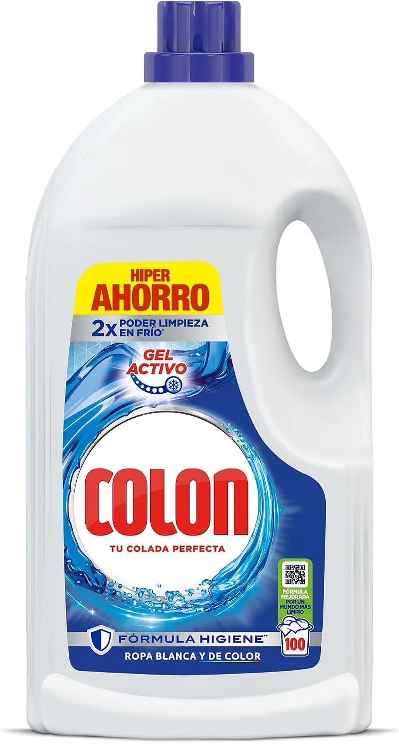 Colon ▫️ Gel Activo – Detergente líquido para máquina de lavar roupa, 100 doses = 5 meses e meio de limpeza e frescura