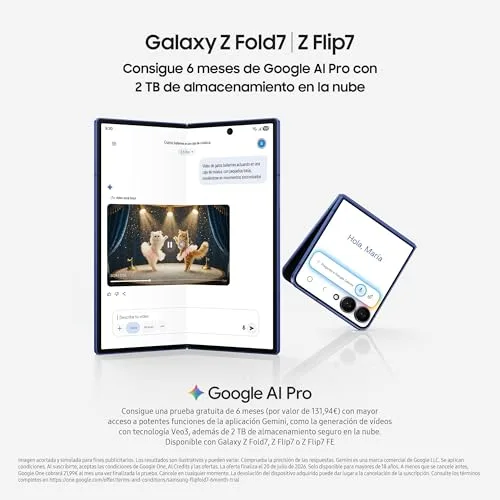 Samsung ▫️ Galaxy Z Flip7 FE 128 GB - Telemóvel com IA, design dobrável, ecrã frontal amplo, câmara de 50 MP, 8 GB de memória, bateria de 4000 mAh, garantia de 3 anos + 1 ano extra, preto (versão espanhola) 2