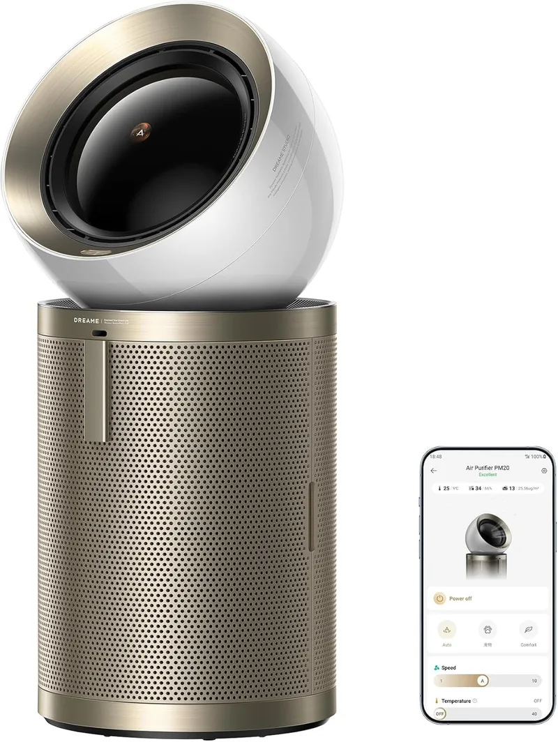 DREAME ▫️ Purificador de ar 3 em 1 AirPursue PM20, aquecimento em 3 segundos, fluxo de ar direcionado com cobertura de 120°, limpa 100m² em 15 minutos, filtragem de 99,97% e 7 sensores inteligentes