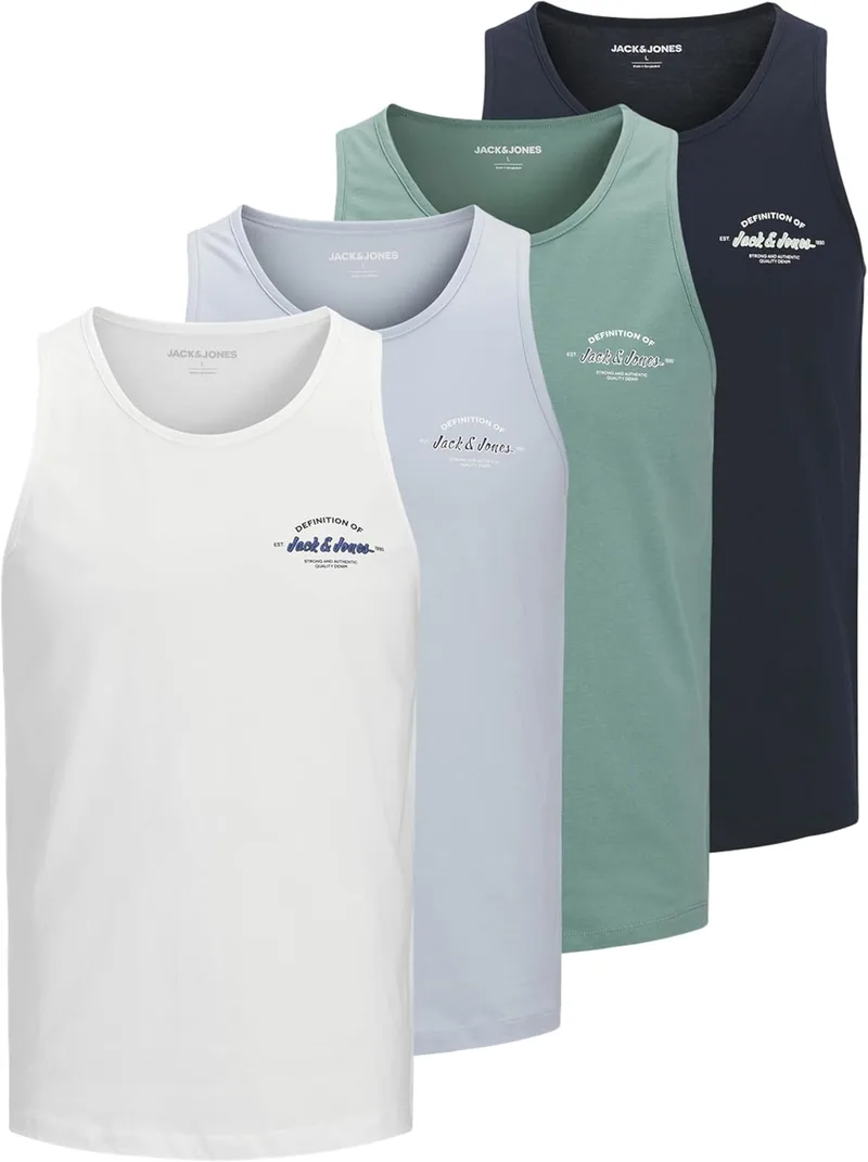 JACK & JONES ▫️ Jjbrandon SL 4Pk MP - Tank Top para homem (Conjunto de 4)