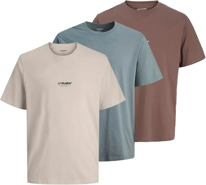 JACK & JONES ▫️ Camiseta Jjesoho SS com gola redonda, pacote de 3 MP Camiseta Jjesoho SS com gola redonda, pacote de 3 MP para homem (pacote de 3)
