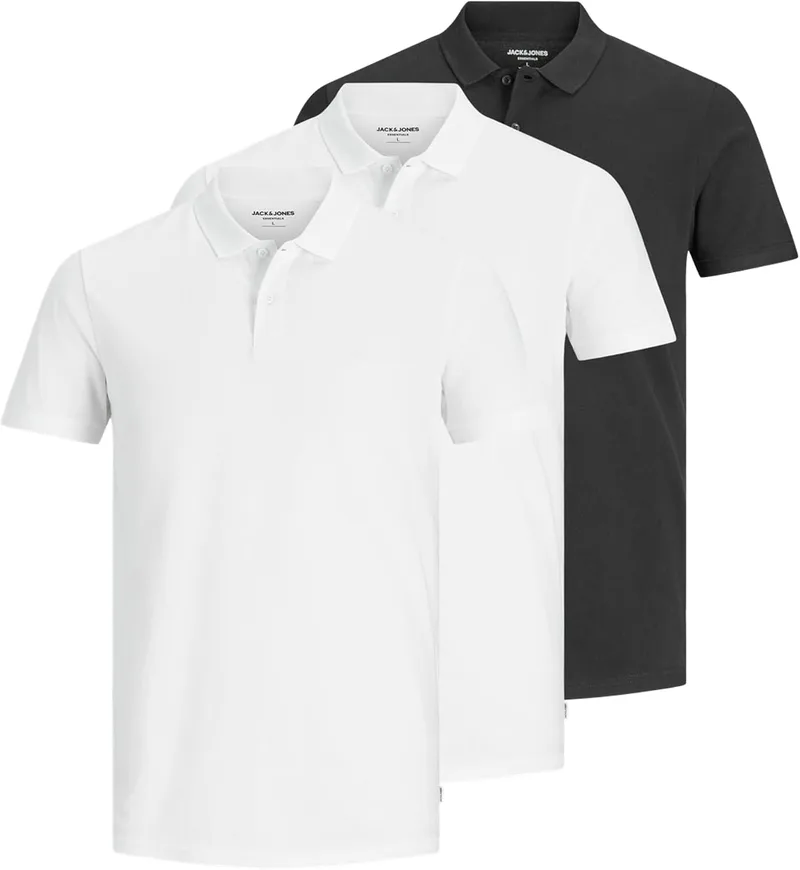 JACK & JONES ▫️ Jjebasic Polo SS 3pk MP Noos Jjebasic Polo SS 3Pk MP Noos Homem (Conjunto de 3)