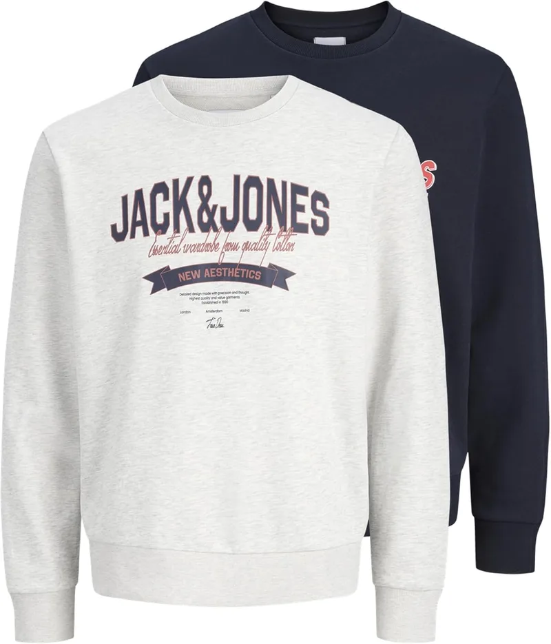 JACK & JONES ▫️ Homem Jjelogo Sweat Crew 2 Col Ss26 2Pk MP (Conjunto de 2)