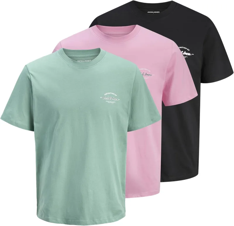 JACK & JONES ▫️ T-shirt Jjbrandon para homem SS Crew Neck 3Pk MP (Conjunto de 3)