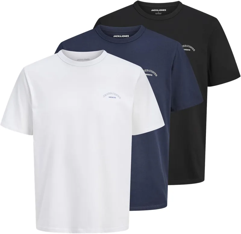 JACK & JONES ▫️ Jjcollege Logo tee SS Crew Neck 3pk MP Jjcollege Logo tee SS Crew Neck 3Pk MP Homem (Conjunto de 3)