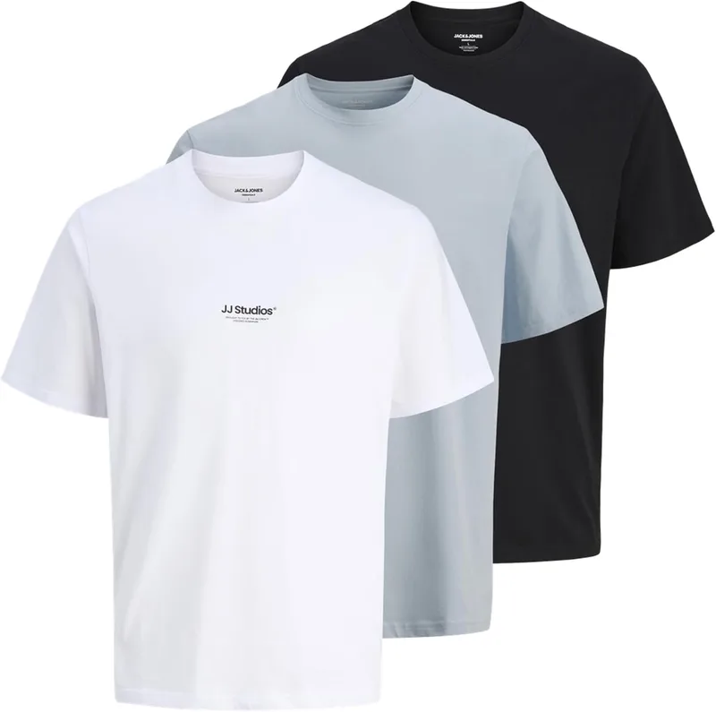 JACK & JONES ▫️ Camiseta Jjesoho SS com gola redonda, pacote de 3 MP Camiseta Jjesoho SS com gola redonda, pacote de 3 MP para homem (pacote de 3)