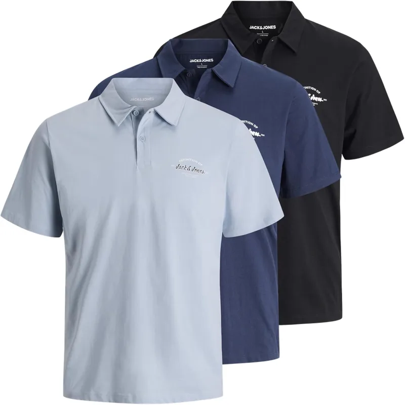 JACK & JONES ▫️ Polo Jjbrandon SS 3Pk MP para homem (conjunto de 3)