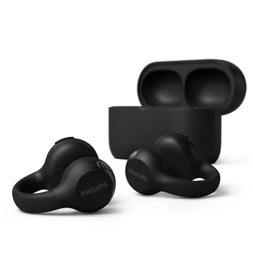 PHILIPS ▫️ TAQ2000BK Auscultadores de ouvido aberto tipo piercing, Bluetooth multiponto, True Wireless – 28 horas de reprodução, estojo de bolso, chamadas nítidas, ideais para deslocações e treinos – Preto 2