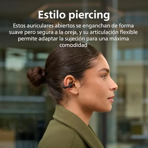 PHILIPS ▫️ TAQ2000BK Auscultadores de ouvido aberto tipo piercing, Bluetooth multiponto, True Wireless – 28 horas de reprodução, estojo de bolso, chamadas nítidas, ideais para deslocações e treinos – Preto 3