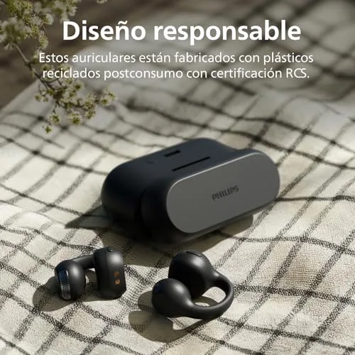 PHILIPS ▫️ TAQ2000BK Auscultadores de ouvido aberto tipo piercing, Bluetooth multiponto, True Wireless – 28 horas de reprodução, estojo de bolso, chamadas nítidas, ideais para deslocações e treinos – Preto 6