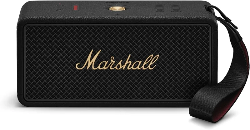 Altifalante Bluetooth portátil Marshall Middleton II com mais de 30 horas de reprodução e à prova de água IP67 - Preto e latão