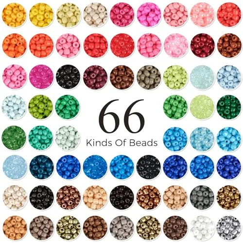 ARTREE ▫️ Conjunto de 24 550 contas de 3 mm. Contas para fazer pulseiras, kit para fazer pulseiras, contas para pulseiras da amizade com 300 letras, 66 cores de contas de 3 mm + ferramentas - Presente para meninas 3