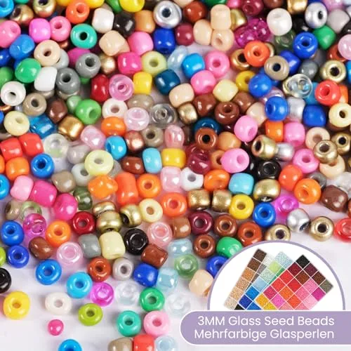 ARTREE ▫️ Conjunto de 24 550 contas de 3 mm. Contas para fazer pulseiras, kit para fazer pulseiras, contas para pulseiras da amizade com 300 letras, 66 cores de contas de 3 mm + ferramentas - Presente para meninas 5
