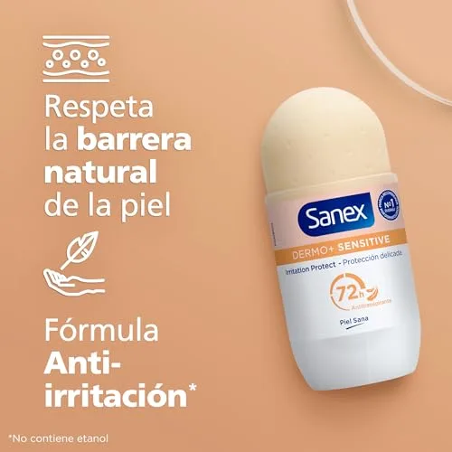 Sanex ▫️ Dermo+ Sensitive, Desodorizante Antitranspirante Roll-On 72h, 90 ml 4