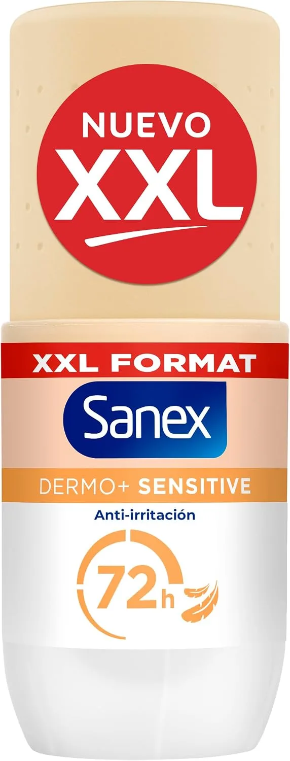Sanex ▫️ Dermo+ Sensitive, Desodorizante Antitranspirante Roll-On 72h, 90 ml