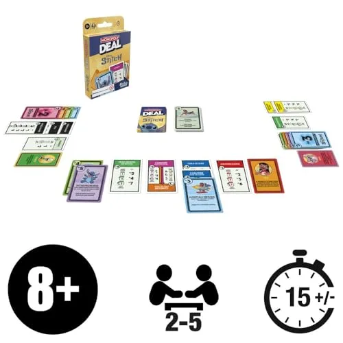 Hasbro Gaming ▫️ Jogo de Cartas Monopoly Deal: Edição Disney Stitch - Versão em espanhol 5