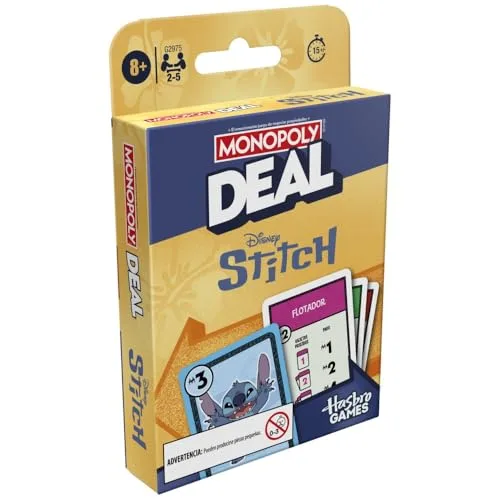 Hasbro Gaming ▫️ Jogo de Cartas Monopoly Deal: Edição Disney Stitch - Versão em espanhol 6