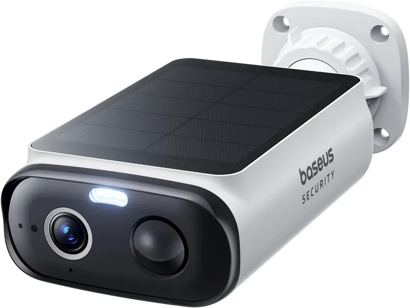 Baseus ▫️ Security S1 Lite Solocam Solar IP67 Câmara de Vigilância WiFi para Exterior, Câmara de Segurança IP com Bateria 2K 135°, Visão Nocturna a Cores, Sem Cargas, Deteção Humana, Compatível com Alexa e Google