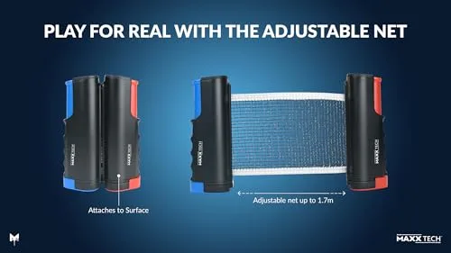 Maxx Tech ▫️ Kit de ténis de mesa Tip Top para Nintendo Switch 2 e 1 — Inclui 2 raquetes de ténis de mesa, uma rede ajustável, uma bola de pingue-pongue e um código digital para o jogo Tip Top Table Tennis 5