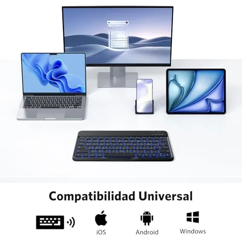 OMOTON ▫️ ​​Teclado Bluetooth para iPad/Tablet com suporte para telemóvel 4