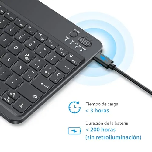 OMOTON ▫️ ​​Teclado Bluetooth para iPad/Tablet com suporte para telemóvel 5
