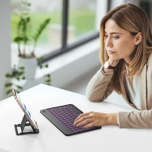 OMOTON ▫️ ​​Teclado Bluetooth para iPad/Tablet com suporte para telemóvel 7