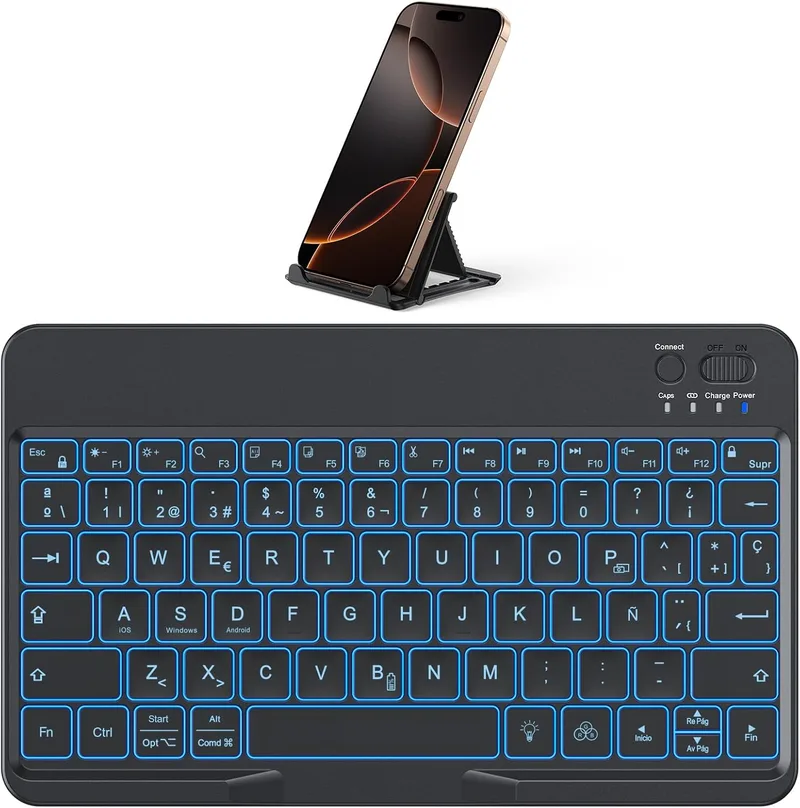 OMOTON ▫️ Teclado Bluetooth para iPad/Tablet com suporte para telemóvel