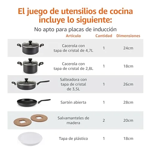 Amazon Basics ▫️ Conjunto de panelas e frigideiras empilháveis em cerâmica antiaderente, 10 peças, poupa espaço 4