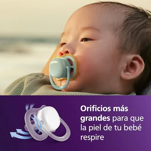 PHILIPS ▫️ Chupetas Avent Ultra Air: design anatómico, para bebés dos 0 aos 6 meses, tetina simétrica em silicone macio, sem BPA, com estojo esterilizador, embalagem de 2 unidades, SCF087/01 2