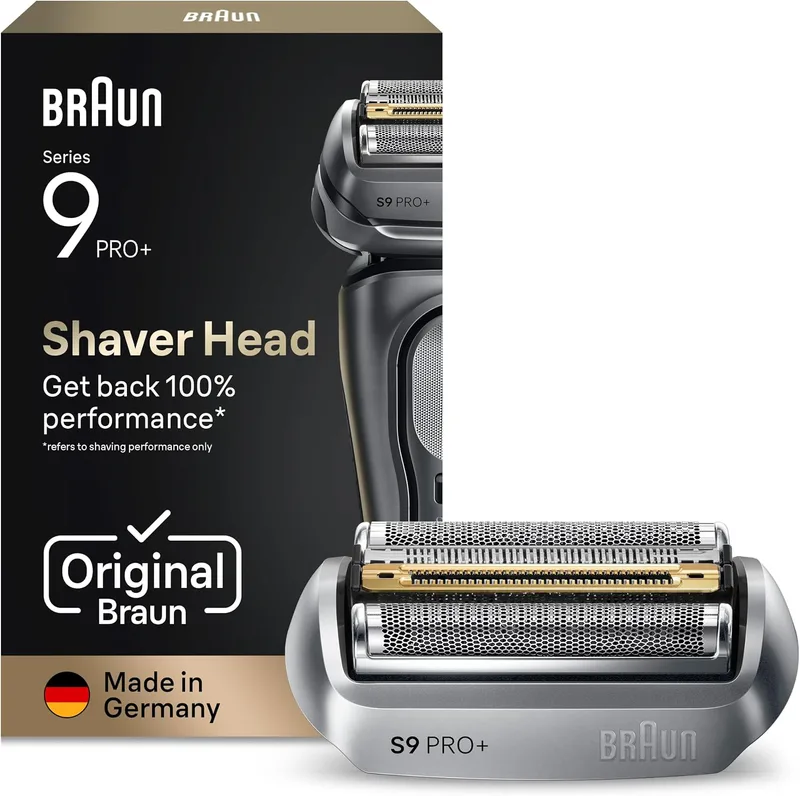 Braun ▫️ Series 9 Pro+ Ponta de substituição para máquina de barbear elétrica, 96M, Prata