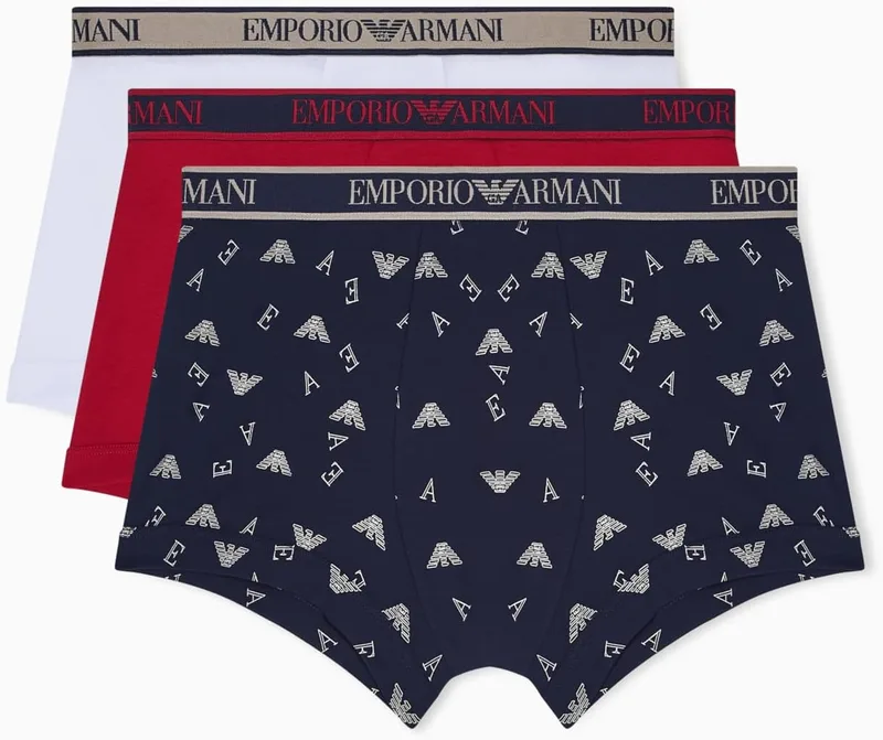 Emporio Armani ▫️ Conjunto de 3 calções de banho justos para homem