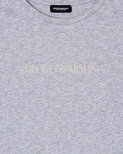 Emporio Armani ▫️ Camiseta de gola redonda com logótipo icónico para mulher, cor cinzenta, tamanho XL 4