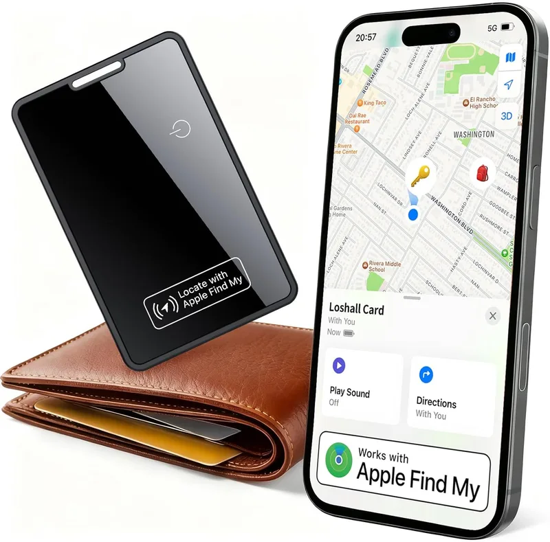 Hendari ▫️ Ultra Slim Card Tracker, Pure Black (1 Pack), Bluetooth Smart Tracker compatível com a aplicação Apple Search (apenas iOS, Android não suportado), Wallet Finder Tracker