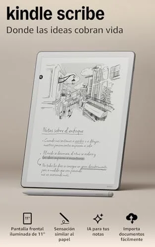 Amazon ▫️ Kindle Scribe (última geração): mais fino, leve e rápido, com ecrã de 11 polegadas semelhante ao papel e luz frontal; permite escrever em cadernos, documentos e livros (32 GB) 2