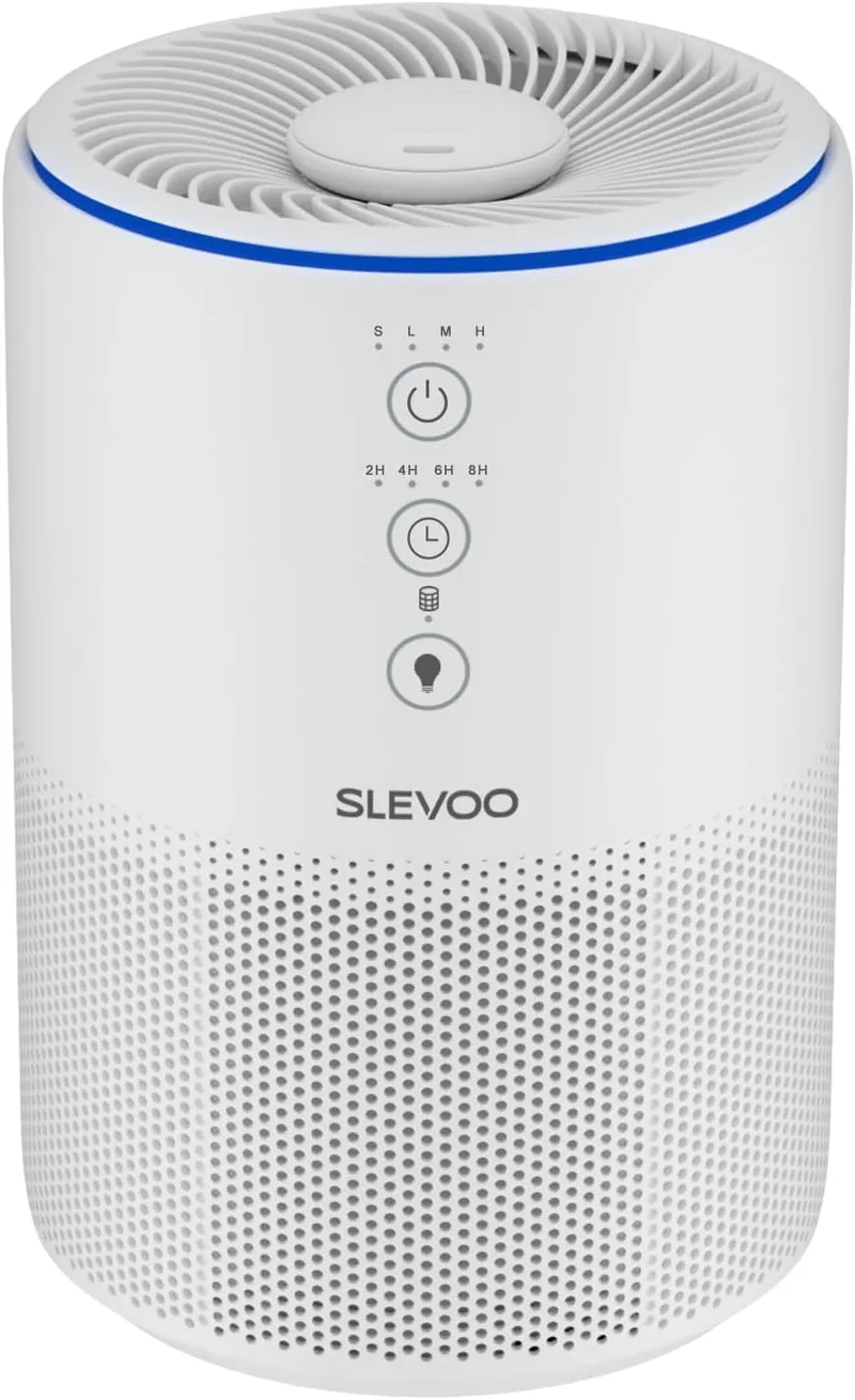 Slevoo ▫️ Purificador de ar doméstico alivia as alergias a animais de estimação, filtro HEPA 3 em 1, CADR 200 m³/h, modo de suspensão, elimina pêlos de animais de estimação, fumo e odores, poupança de energia (Branco)