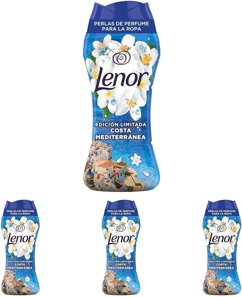 LENOR ▫️ Pérolas Perfumadas para a Roupa, 89 Lavagens (4 x 270 g), Brisa Marinha e Jasmim, Edição Limitada Costa Mediterrânica, Frescor Ininterrompido até 12 Semanas