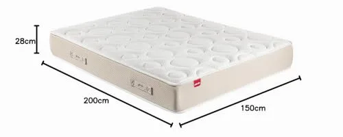 PIKOLIN ▫️ Colchão viscoelástico Premium 150x200 cm - Altura 28 cm - Núcleo de molas ensacadas Extra Confort - Dupla face - Tratamento higiénico de tripla barreira - Fabricado em Espanha - Modelo Shire 3