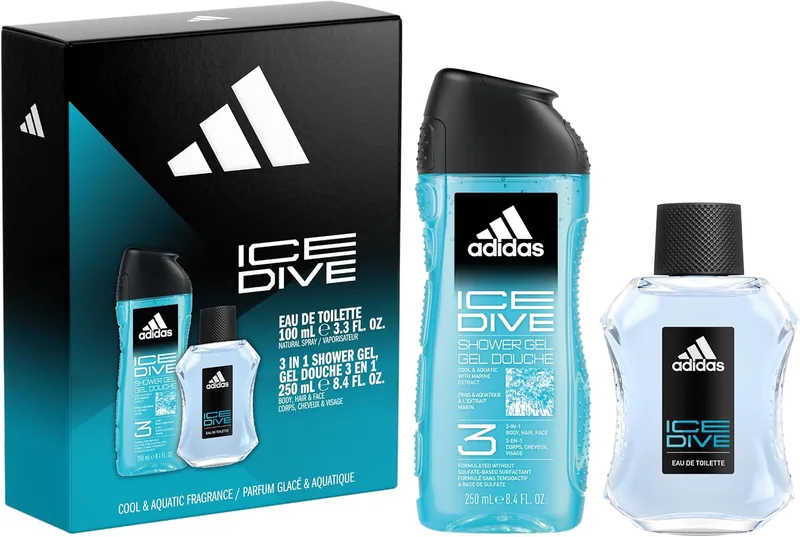 adidas ▫️ Conjunto de oferta Ice Dive, incluindo uma Eau de Toilette e um gel de banho