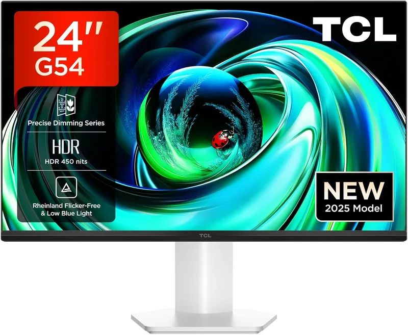 TCL ▫️ Monitor 24 polegadas 24G54 Mini-LED, resolução Full HD, 100 Hz, painel VA, 450 nits, ecrã VESA HDR 400, ampla gama de cores, certificação TÜV Rheinland sem cintilação e baixa luz azul
